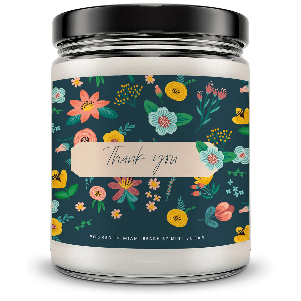 Flowered Thank You Candle - Mint Sugar Candle