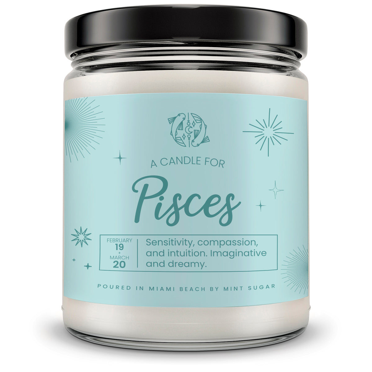 Pisces Zodiac Candle - Mint Sugar Candle