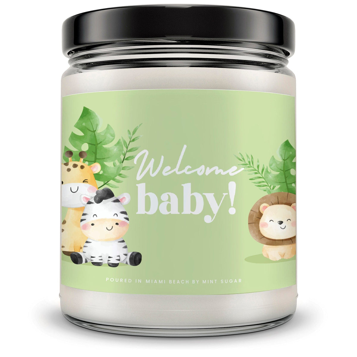 Welcome Baby Pastel Green Candle - Mint Sugar Candle